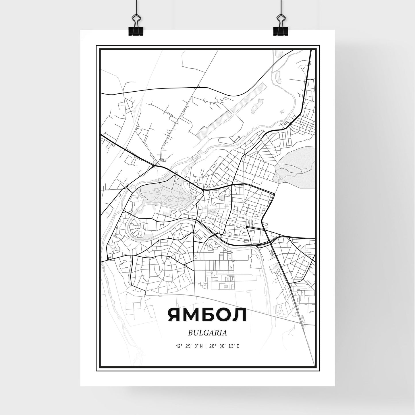 Yambol Bulgaria - Premium City Map Poster