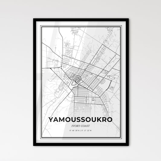 Yamoussoukro Ivory Coast - Scandinavian Style City Map for Modern Home Decor