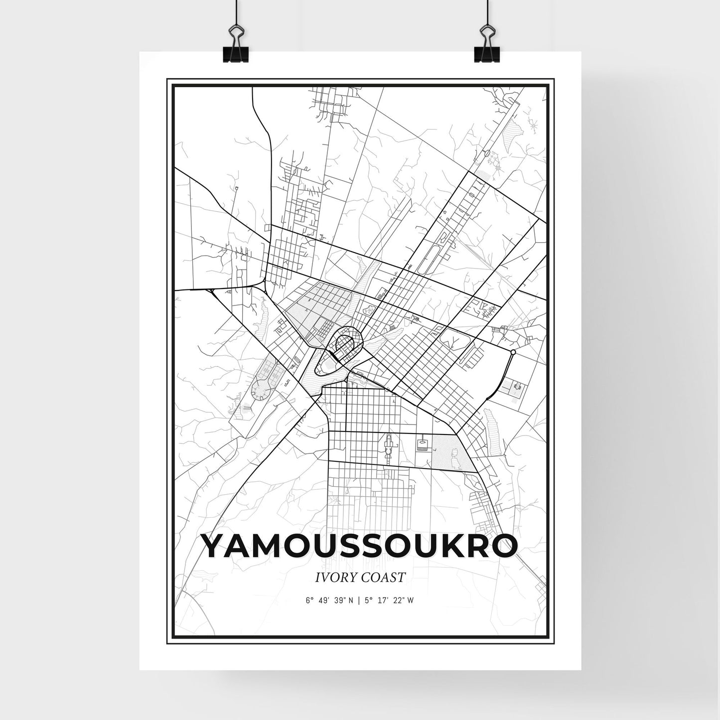 Yamoussoukro Ivory Coast - Premium City Map Poster