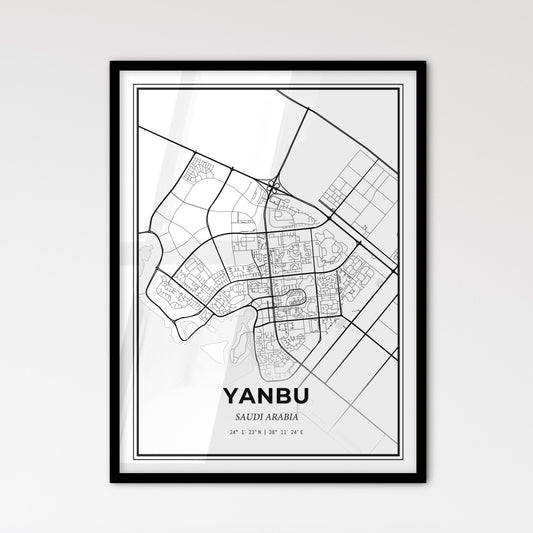 Yanbu Saudi Arabia - Scandinavian Style City Map for Modern Home Decor