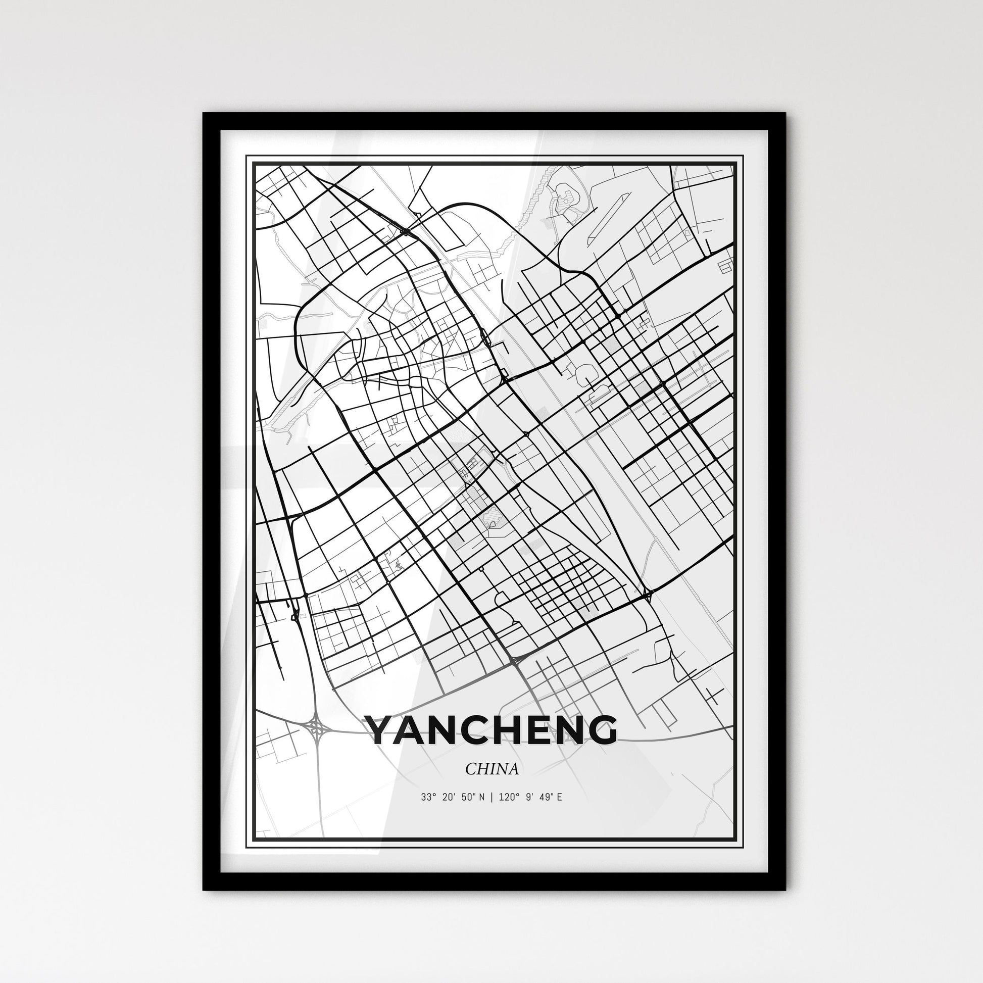 Yancheng China - Scandinavian Style City Map for Modern Home Decor