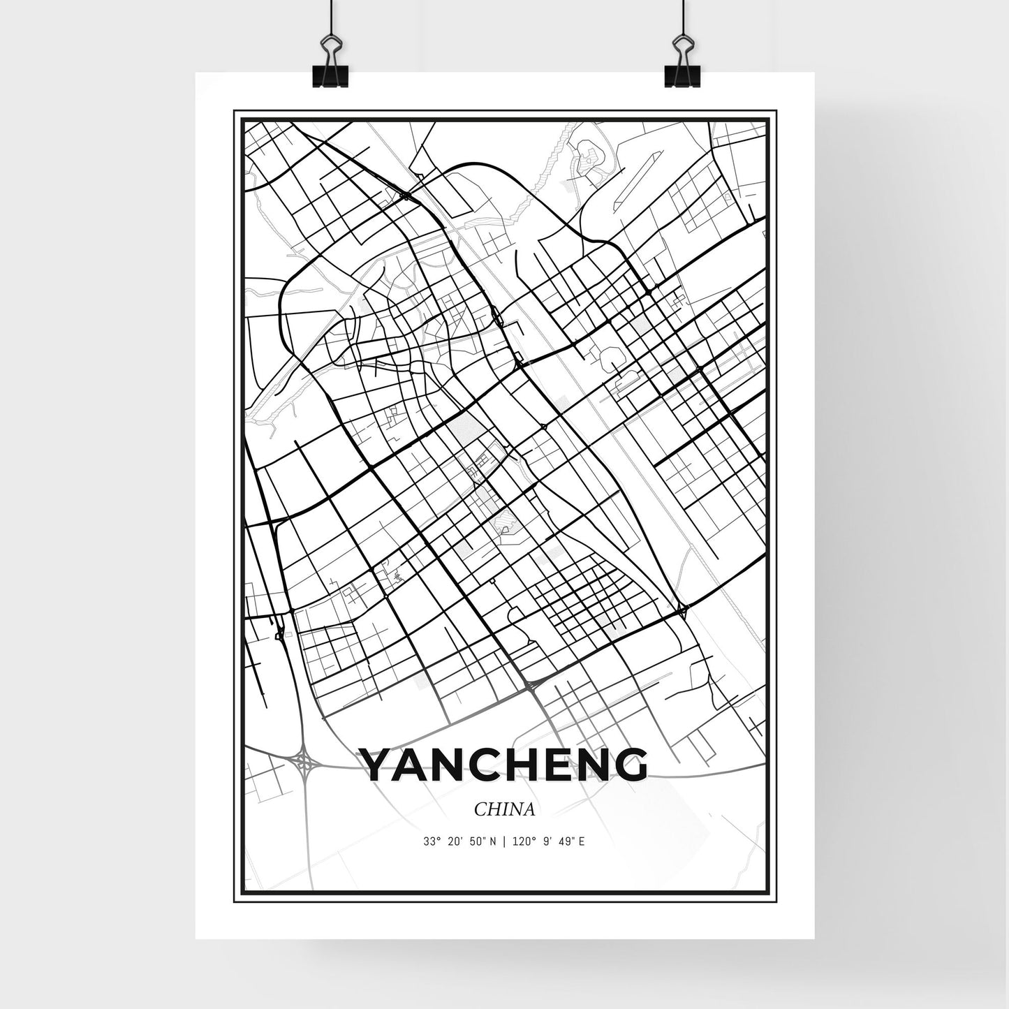 Yancheng China - Premium City Map Poster