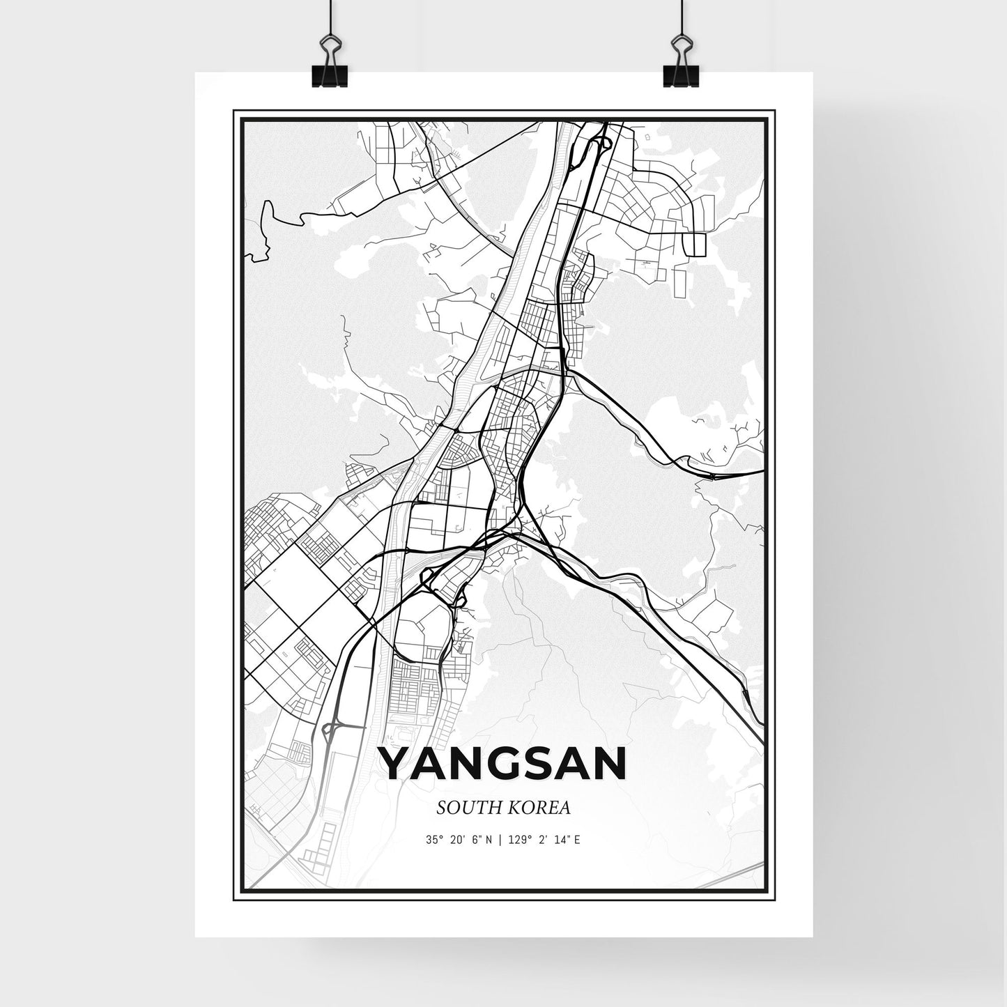 Yangsan South Korea - Premium City Map Poster