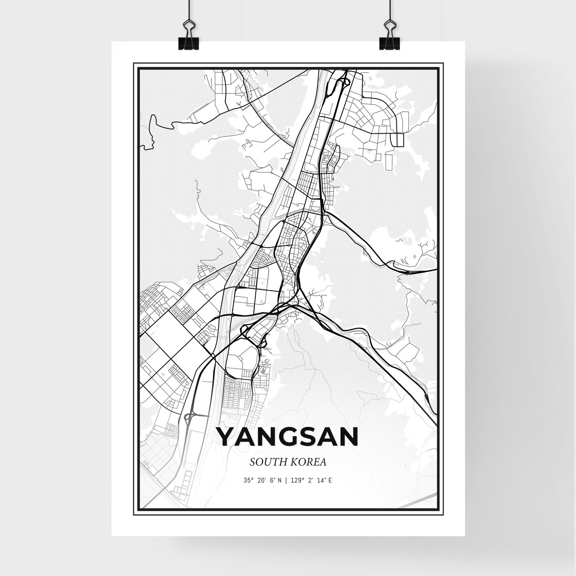 Yangsan South Korea - Premium City Map Poster