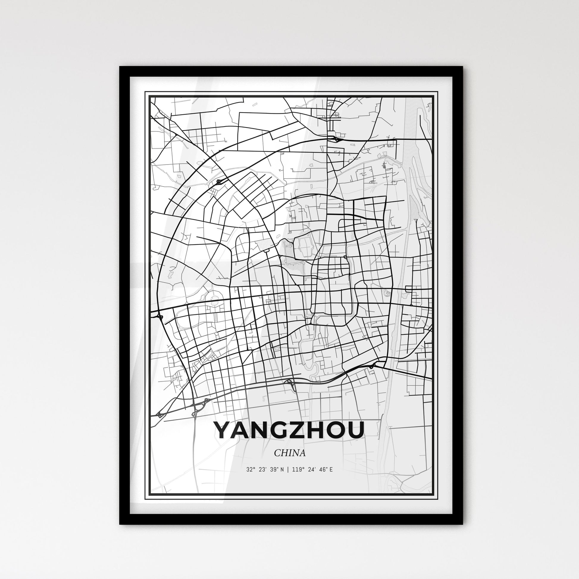 Yangzhou China - Scandinavian Style City Map for Modern Home Decor