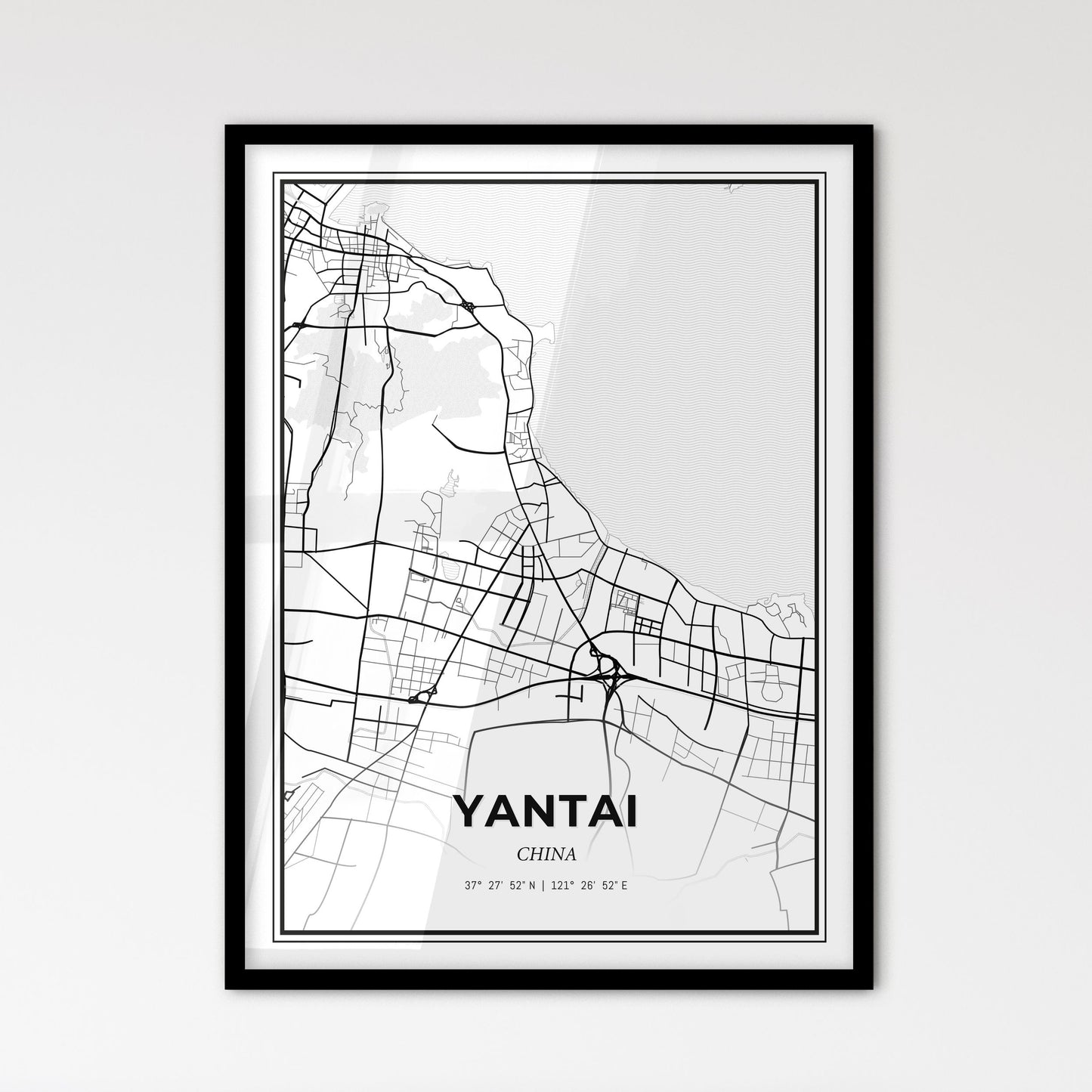 Yantai China - Scandinavian Style City Map for Modern Home Decor