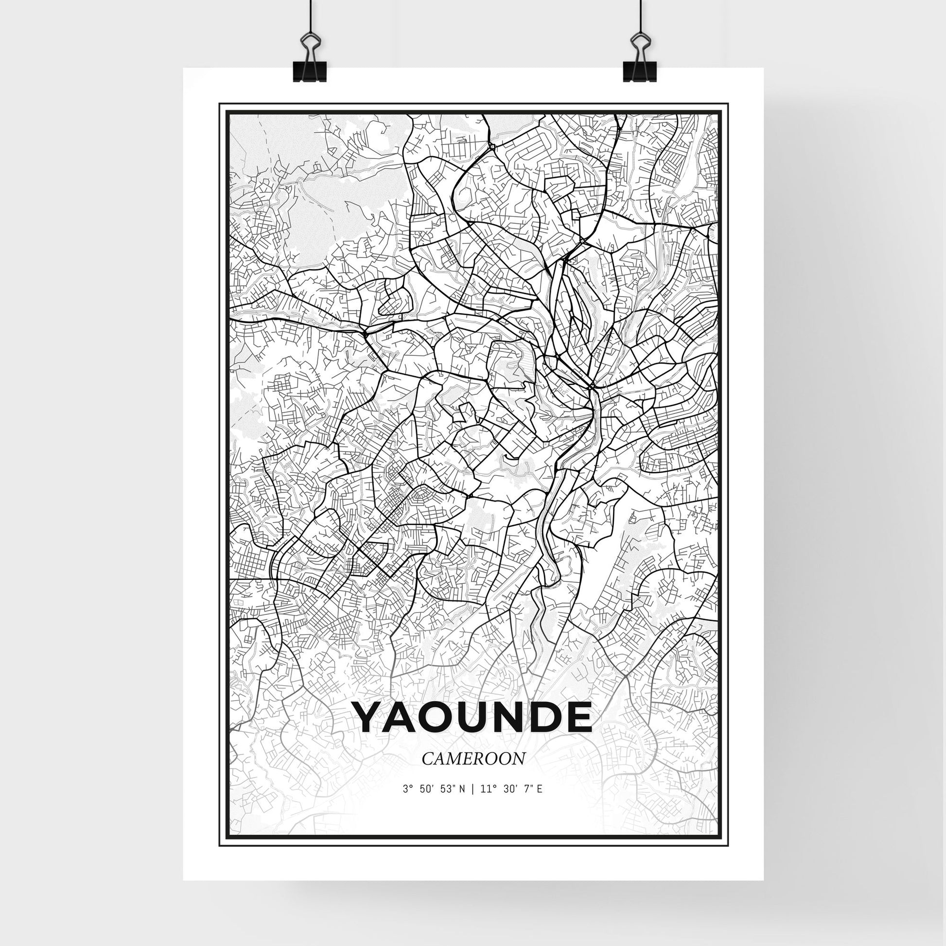 Yaounde Cameroon - Premium City Map Poster