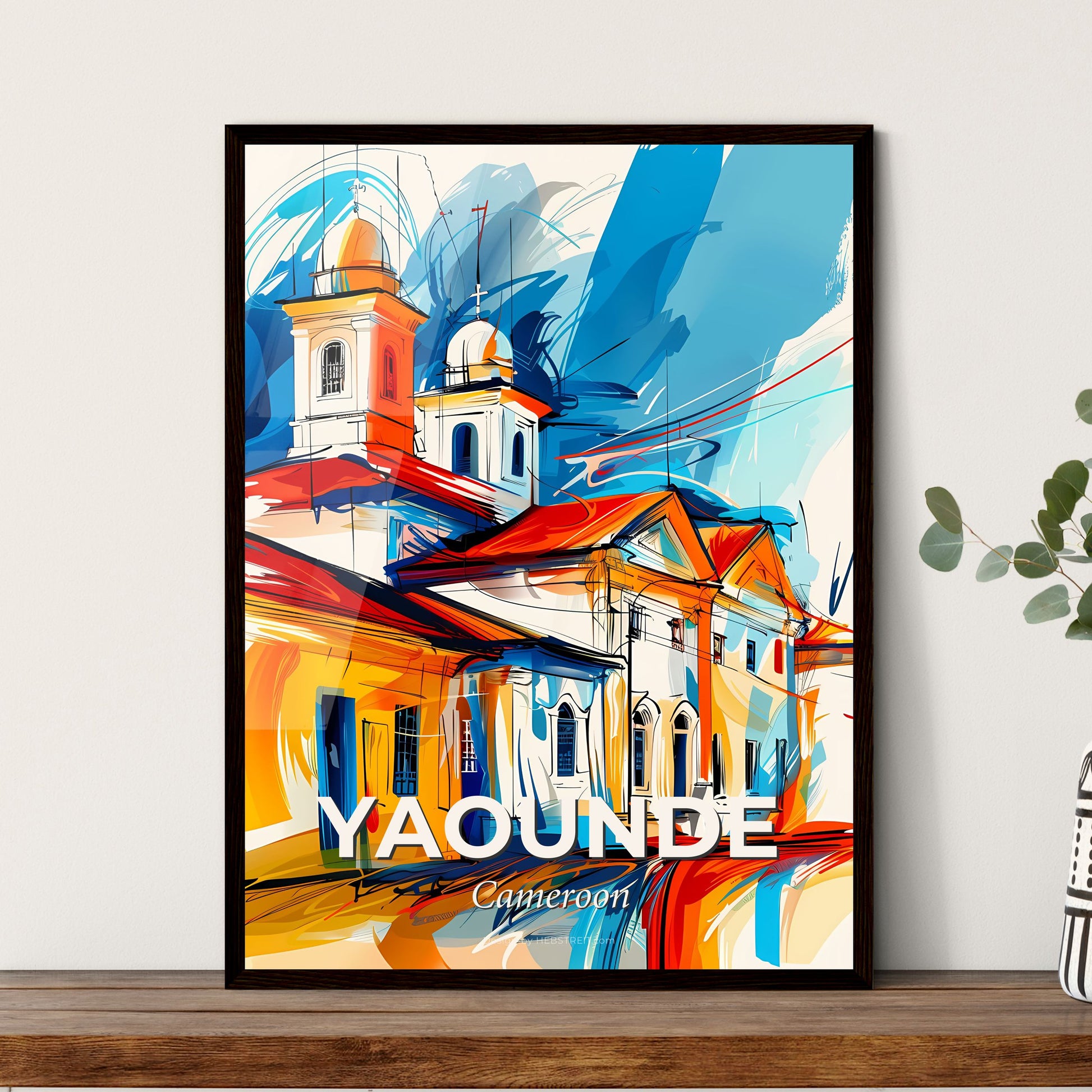 Vibrant Yaounde, Cameroon - A Painting Of A Building