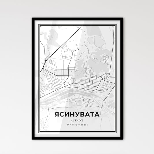 Yasynuvata Ukraine - Scandinavian Style City Map for Modern Home Decor