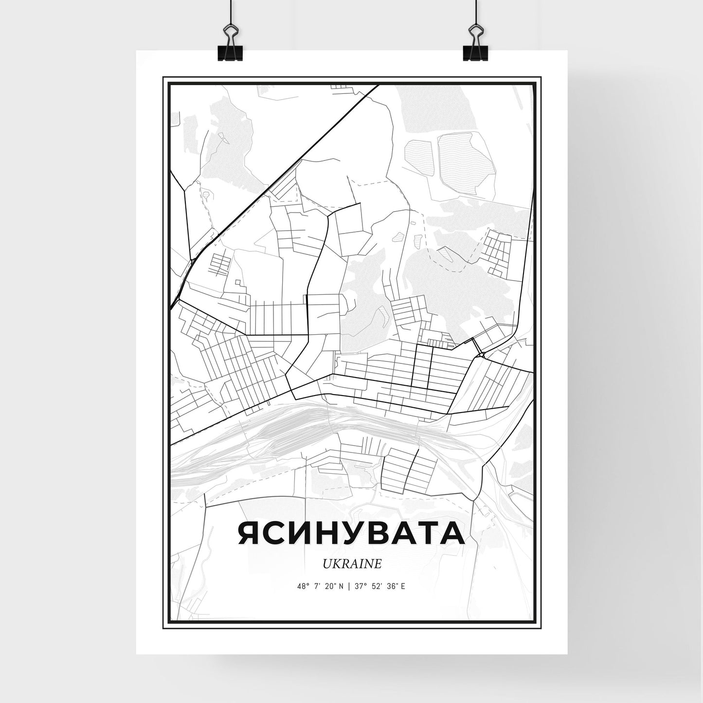 Yasynuvata Ukraine - Premium City Map Poster