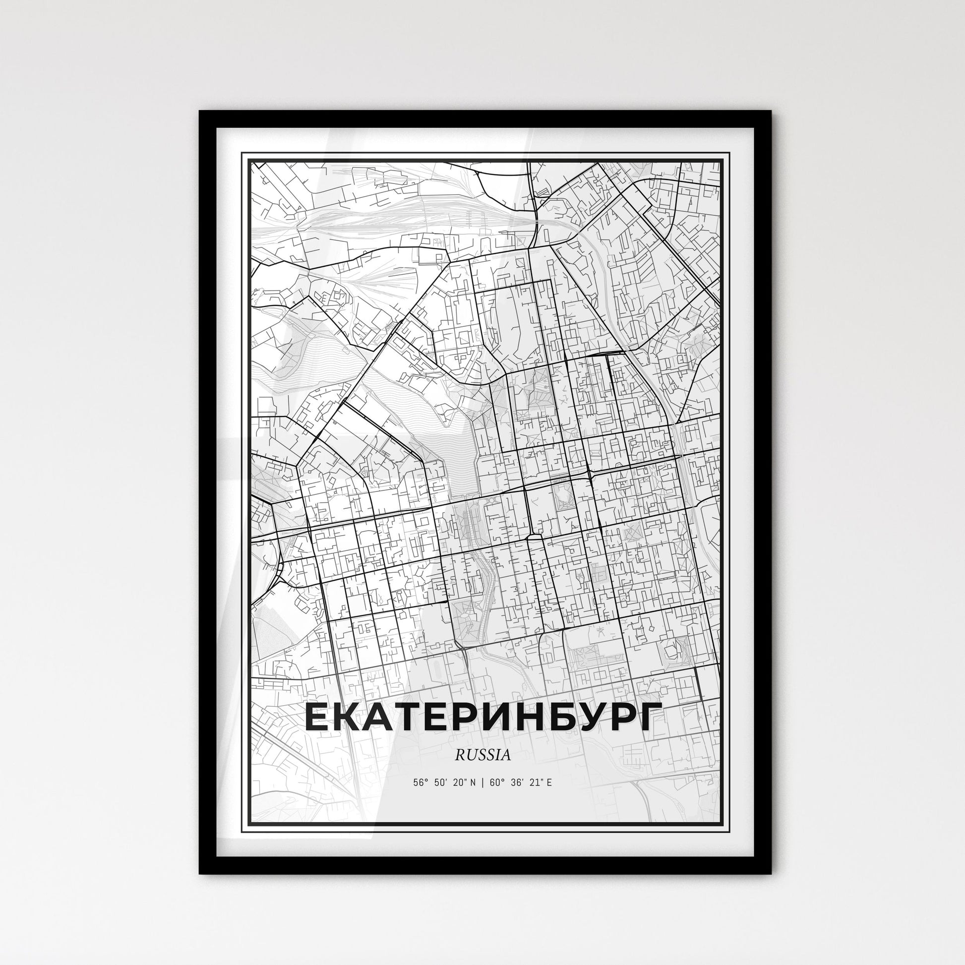 Yekaterinburg Russia - Scandinavian Style City Map for Modern Home Decor