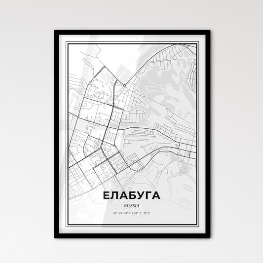 Yelabuga Russia - Scandinavian Style City Map for Modern Home Decor