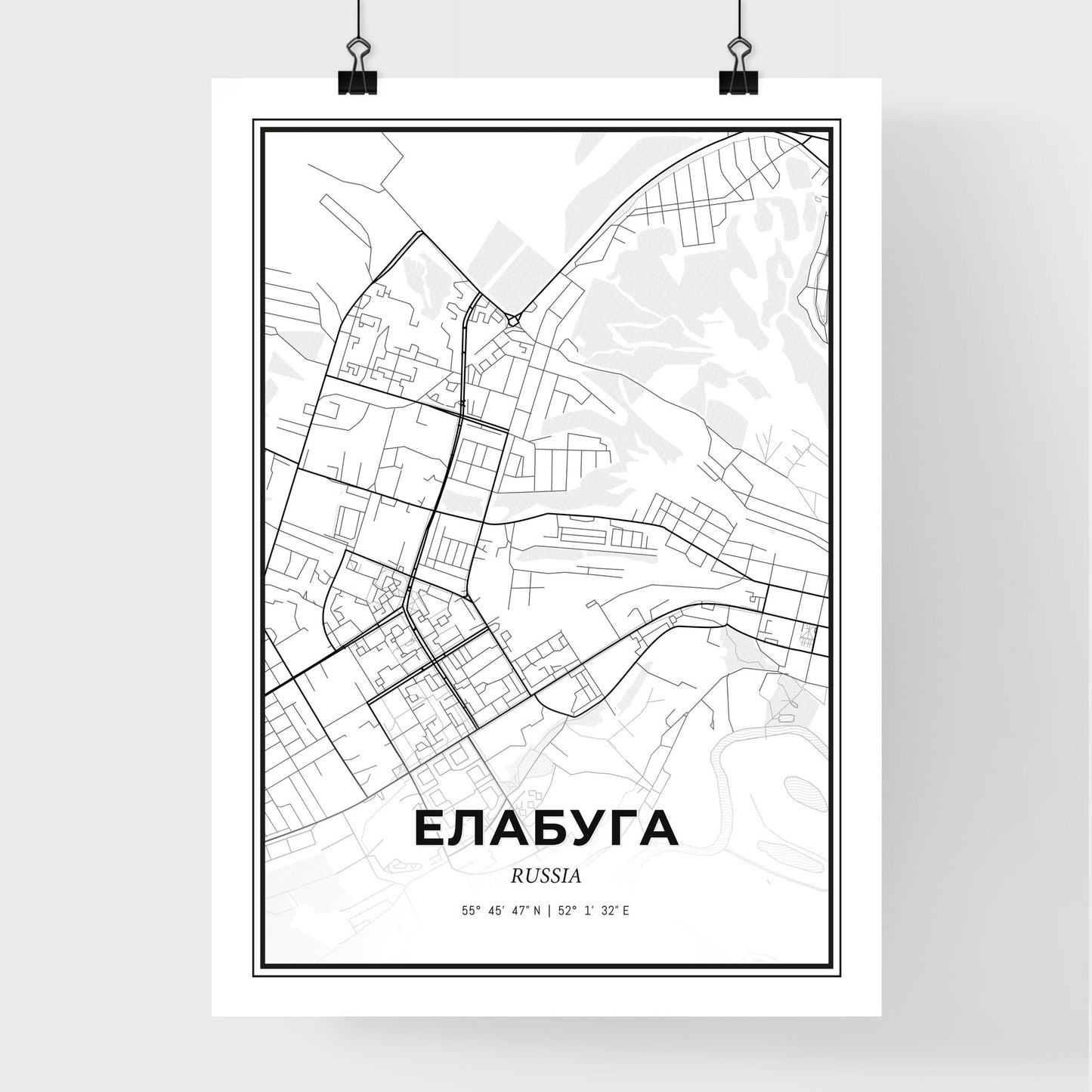 Yelabuga Russia - Premium City Map Poster