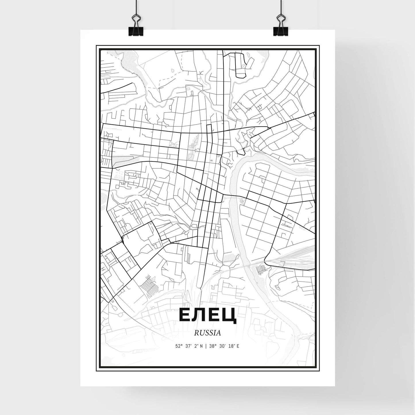 Yelets Russia - Premium City Map Poster