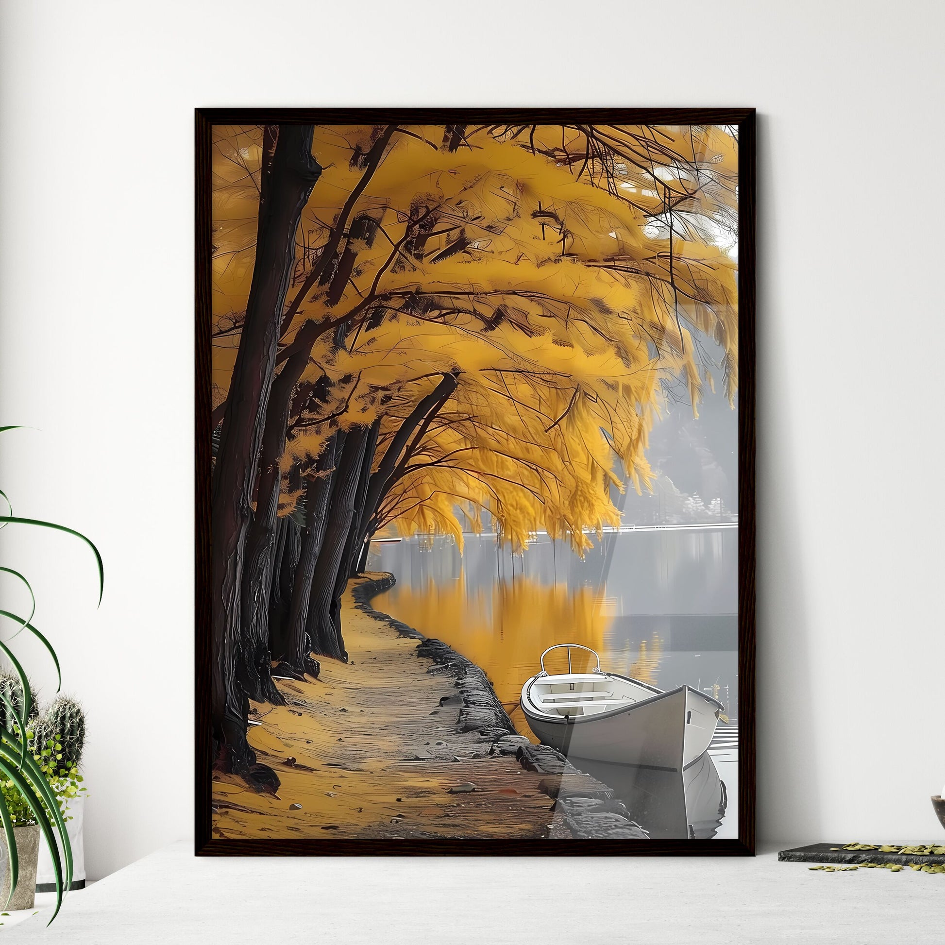 Impressionist Painting of Vivid Yellow Autum - Framed Art Print