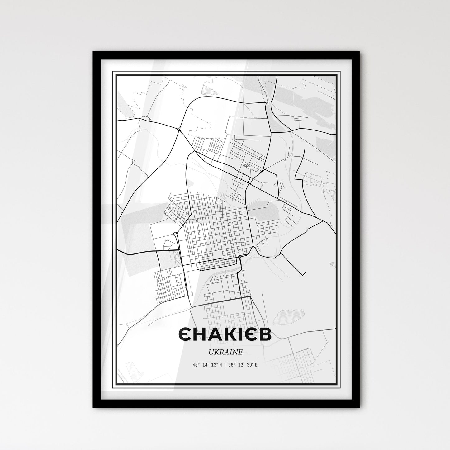 Yenakiieve Ukraine - Scandinavian Style City Map for Modern Home Decor