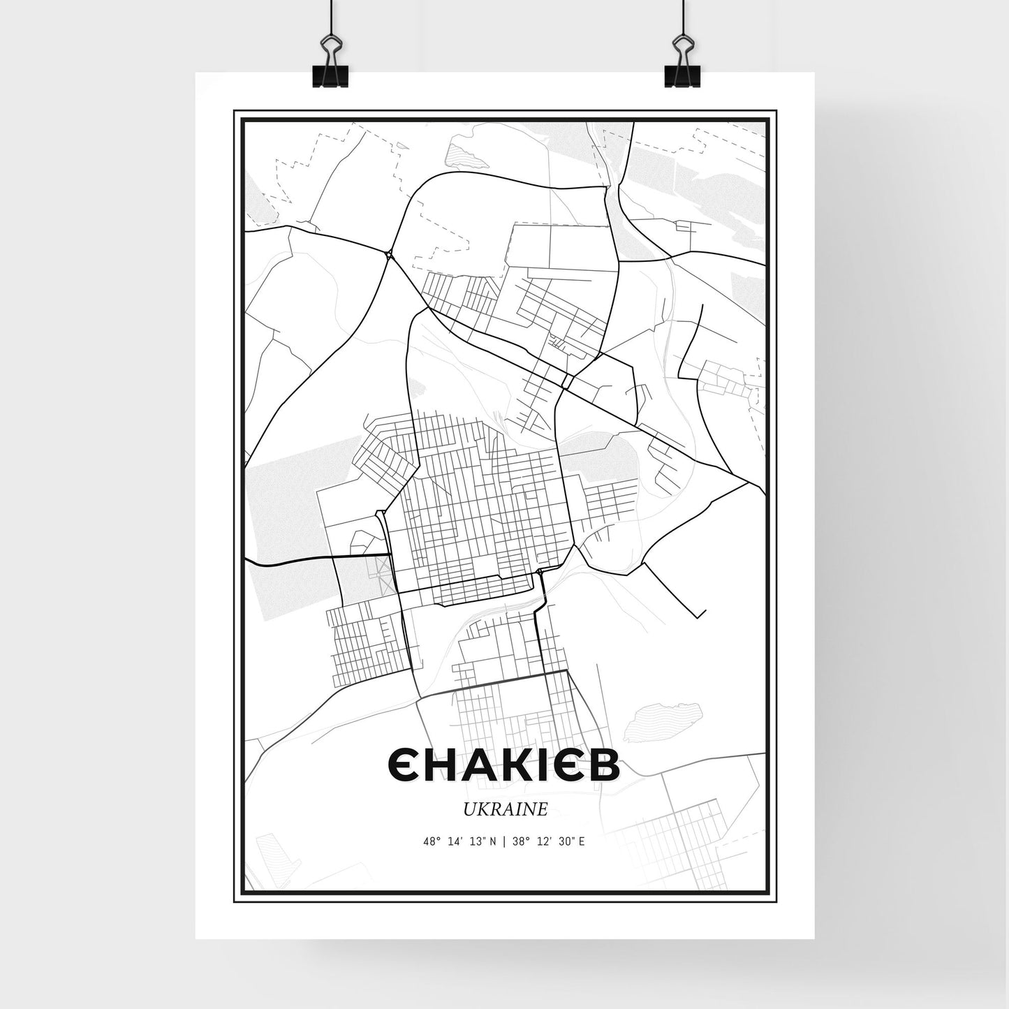 Yenakiieve Ukraine - Premium City Map Poster