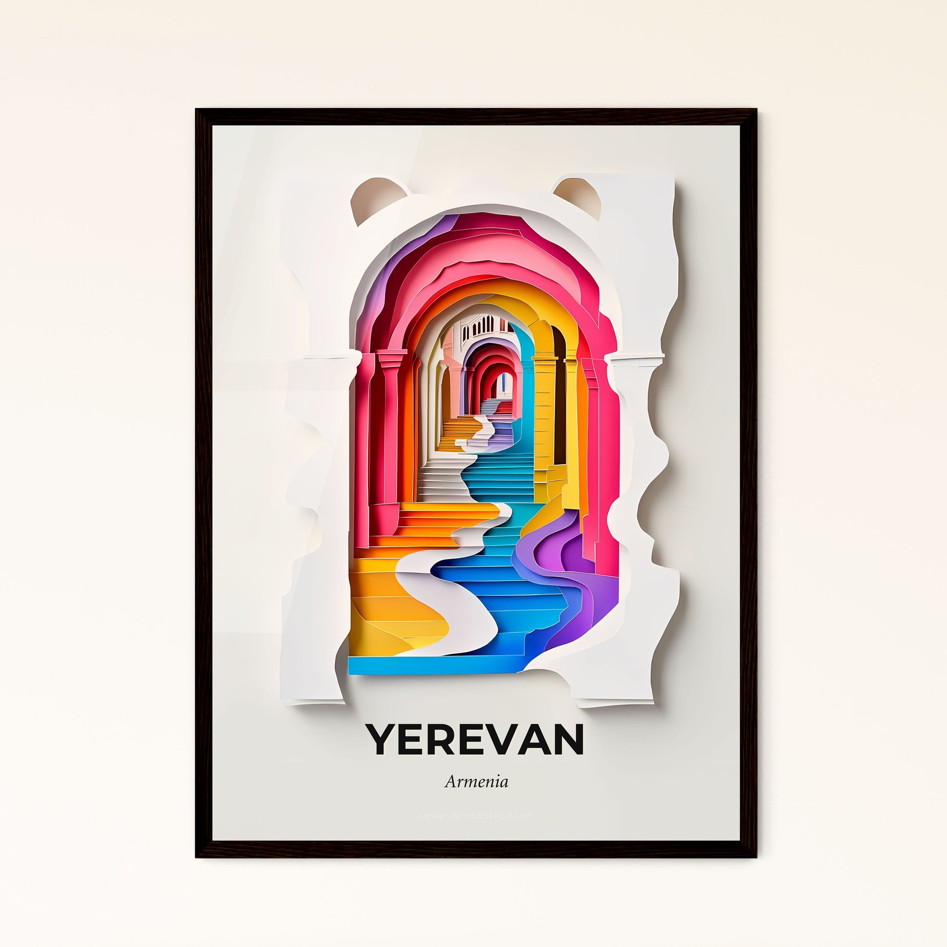 Vivid Yerevan, Armenia - a colorful archway with a stream of water coming out of it