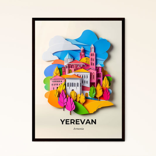 Vivid Yerevan, Armenia - a paper cut of a city with a clock tower