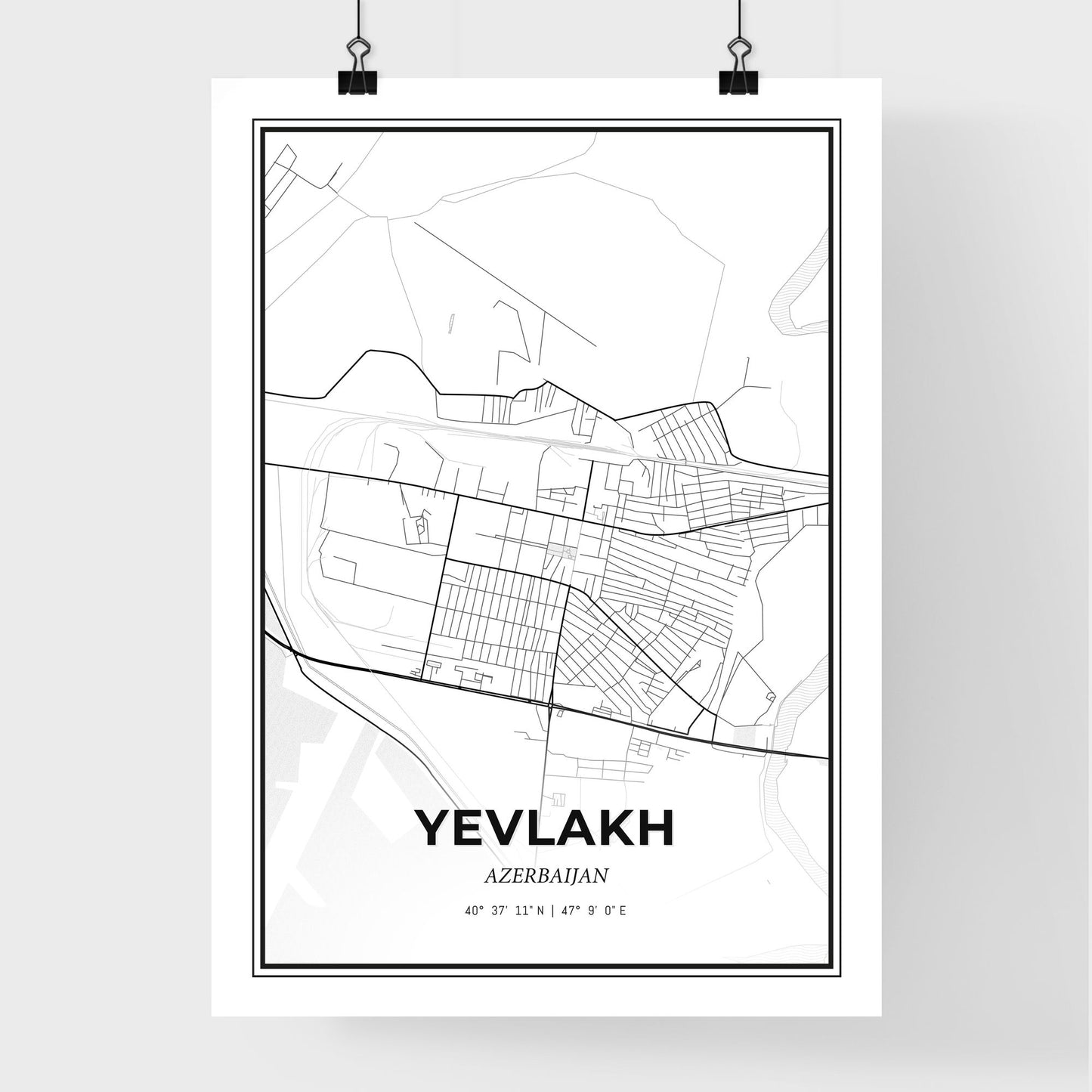 Yevlakh Azerbaijan - Premium City Map Poster