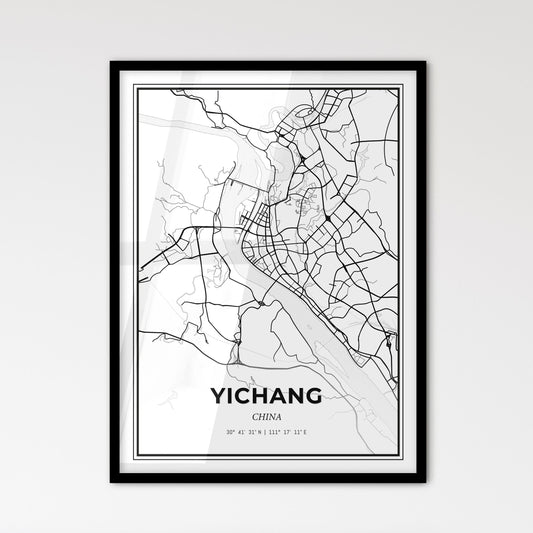 Yichang China - Scandinavian Style City Map for Modern Home Decor