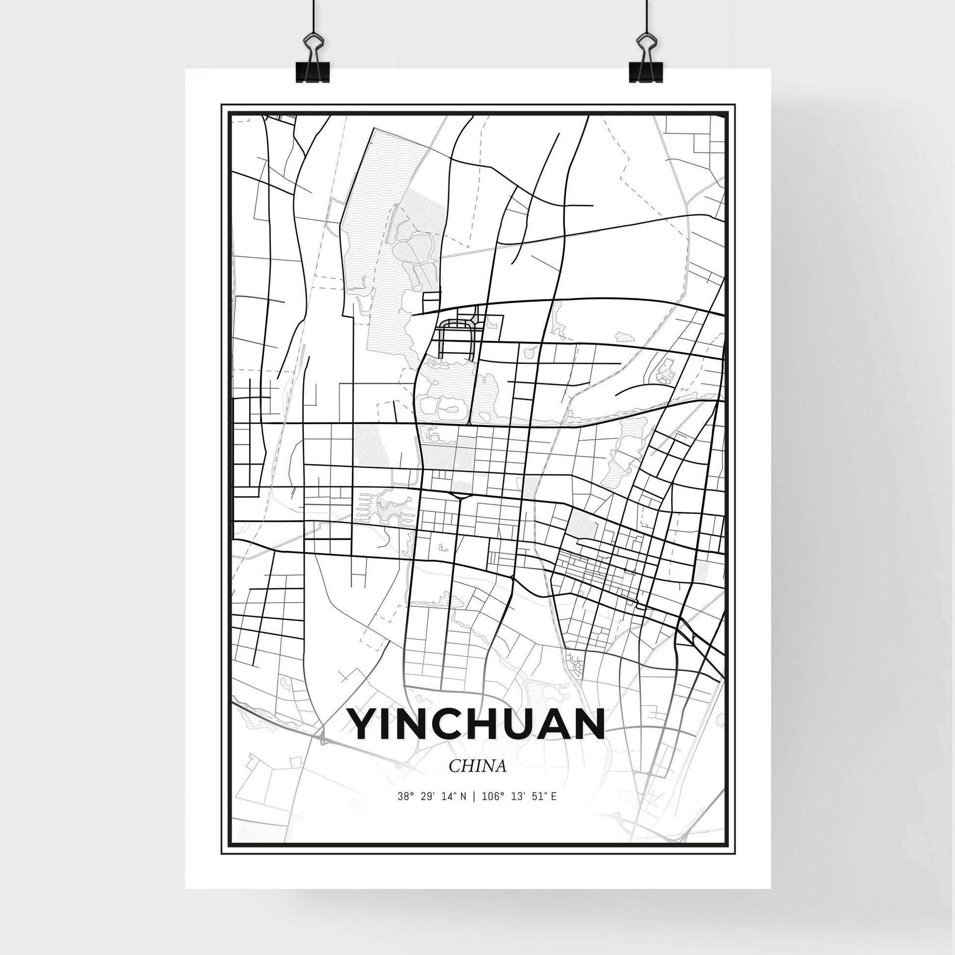 Yinchuan China - Premium City Map Poster