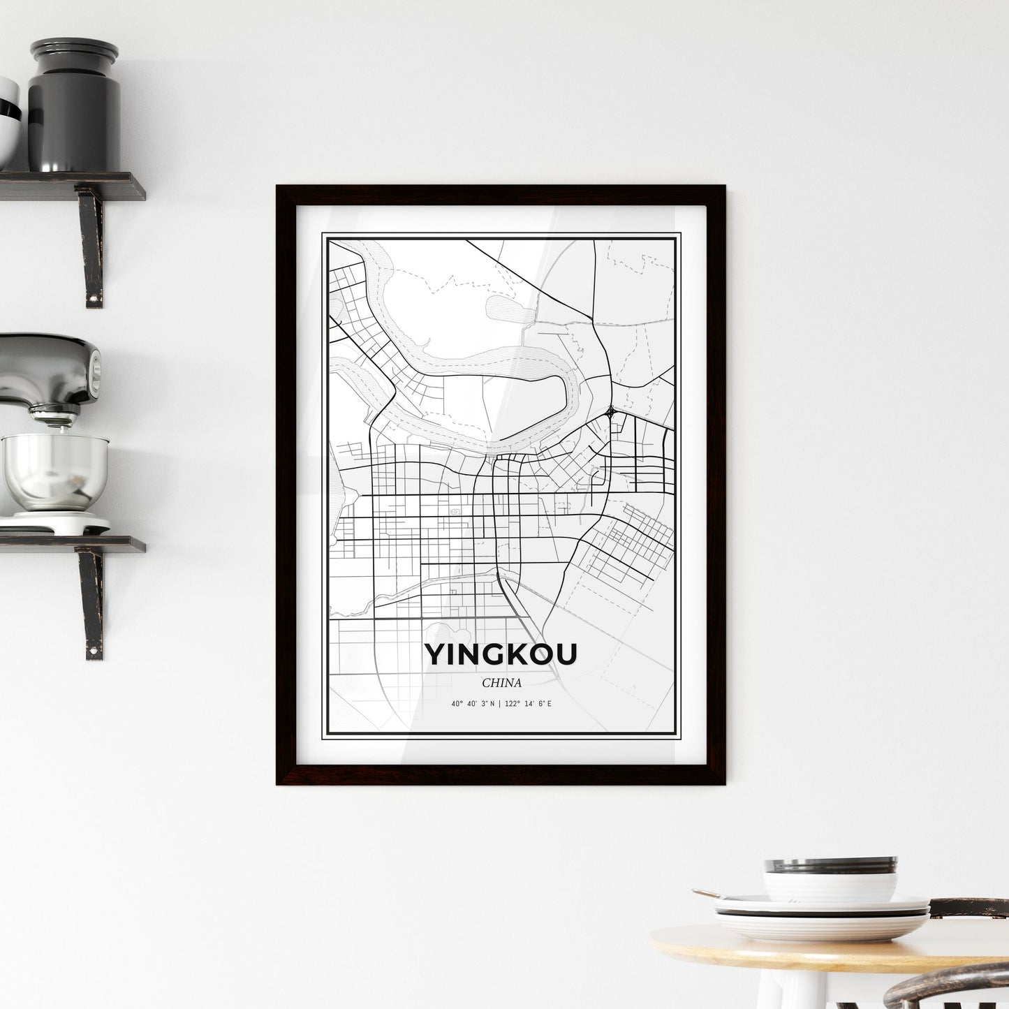 Yingkou China - Minimal City Map