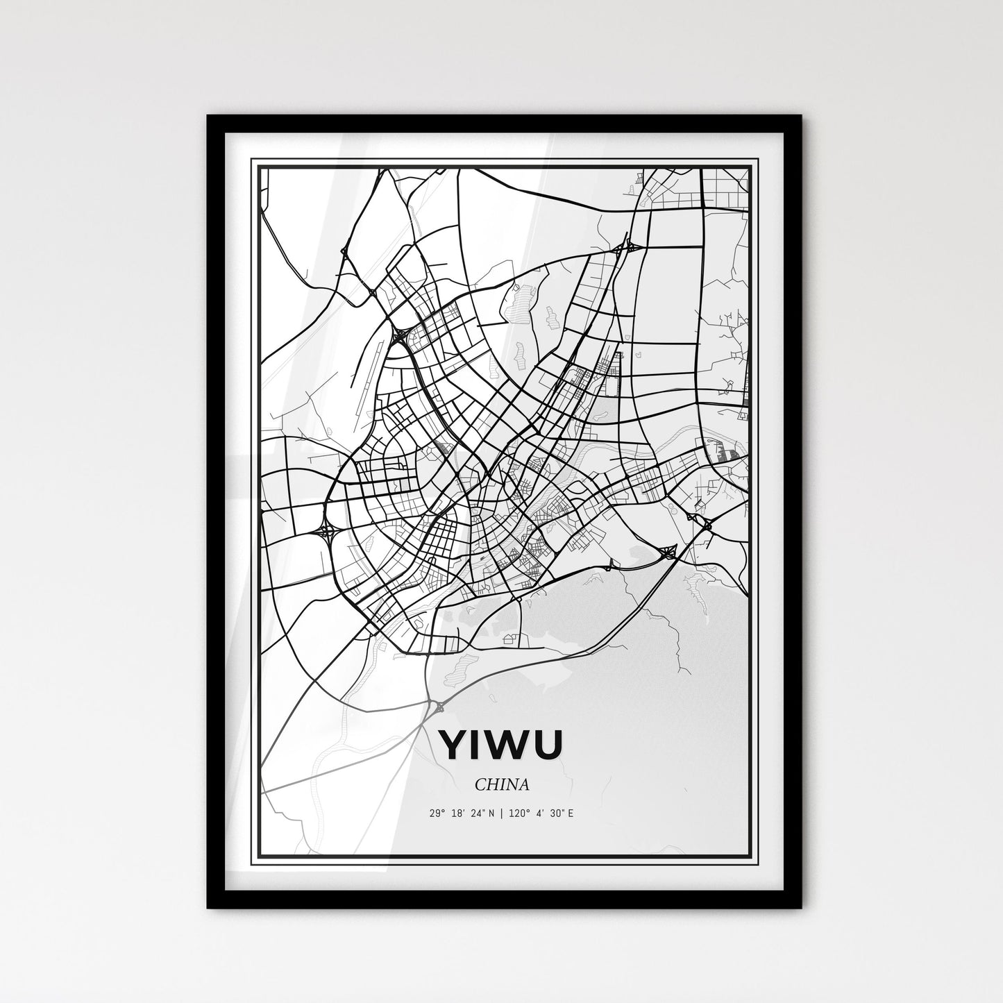 Yiwu China - Scandinavian Style City Map for Modern Home Decor