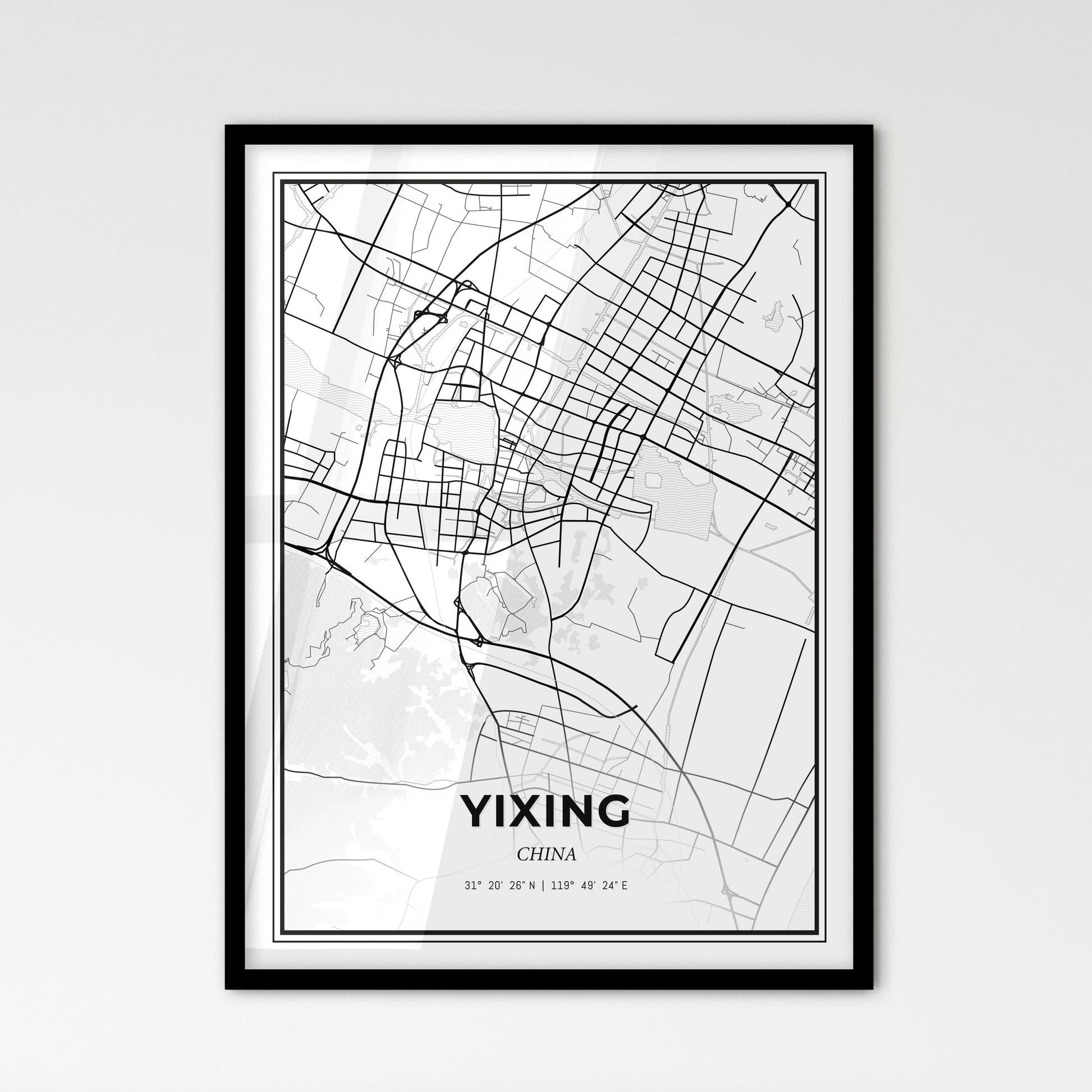 Yixing China - Scandinavian Style City Map for Modern Home Decor