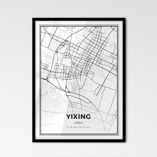 Yixing China - Scandinavian Style City Map for Modern Home Decor