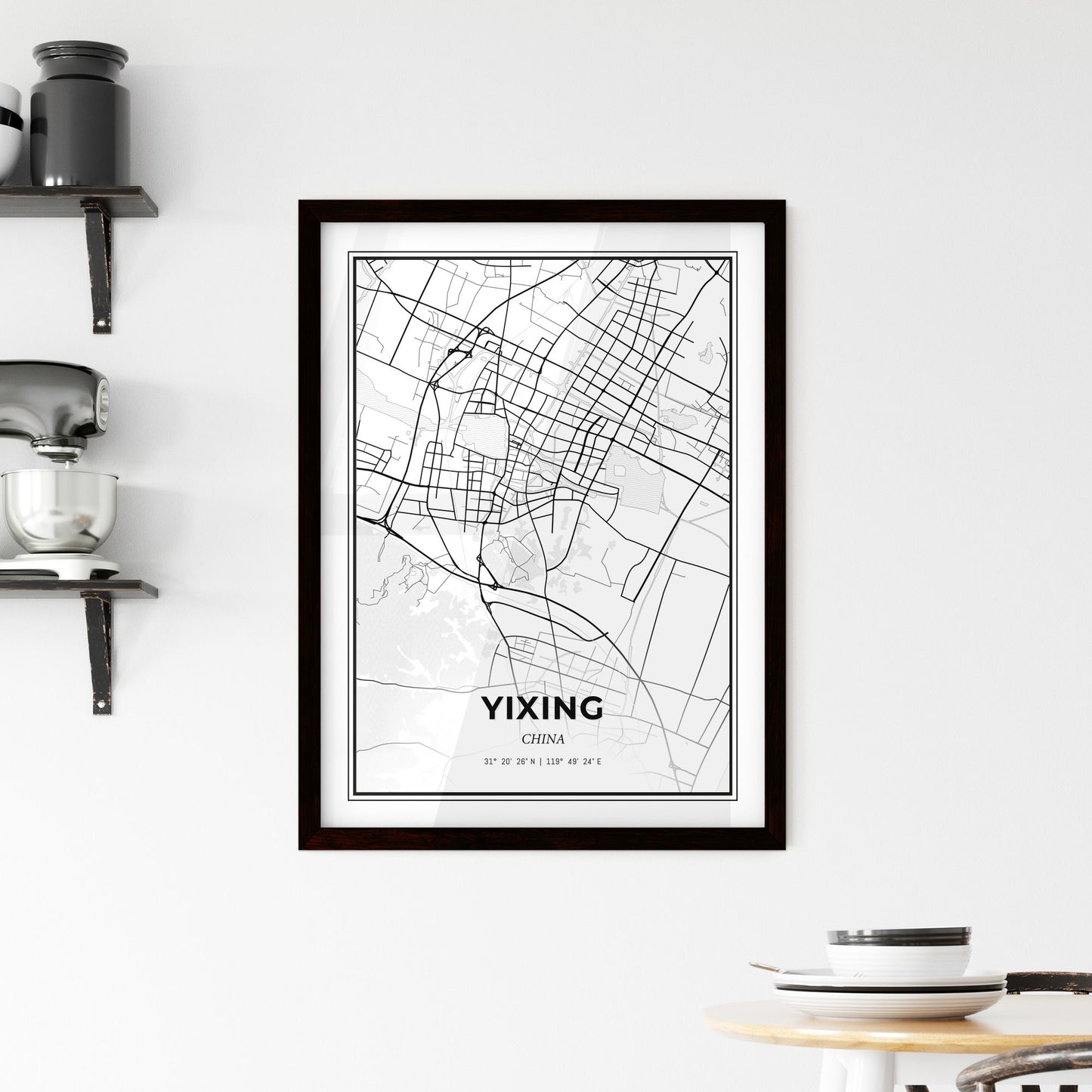 Yixing China - Minimal City Map