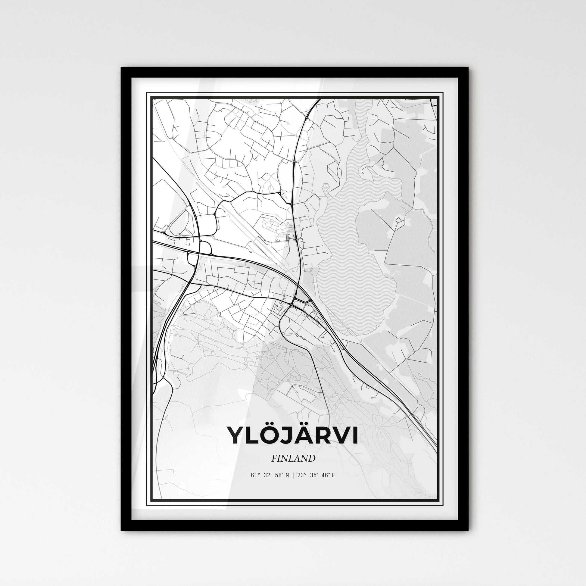 Ylöjärvi Finland - Scandinavian Style City Map for Modern Home Decor