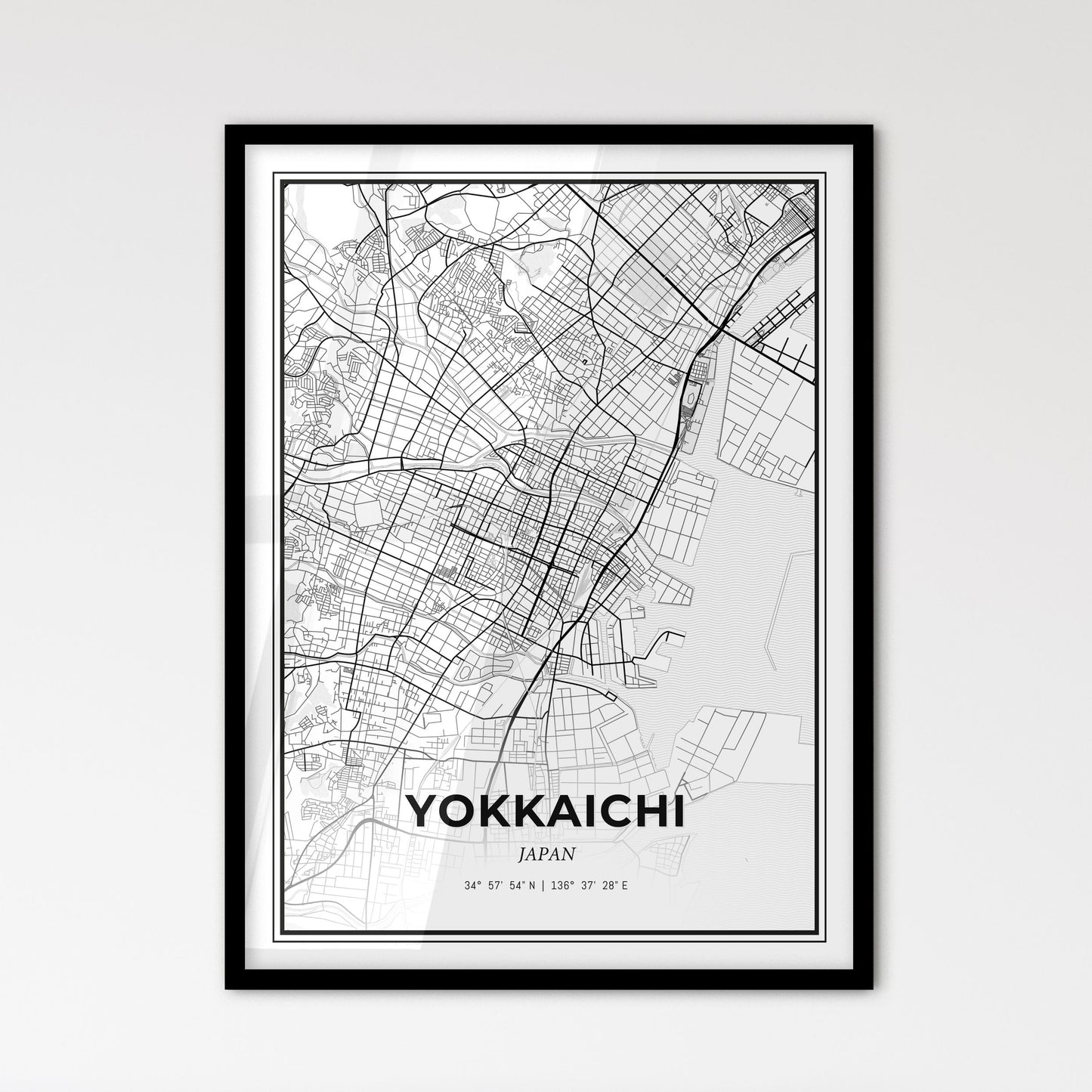 Yokkaichi Japan - Scandinavian Style City Map for Modern Home Decor