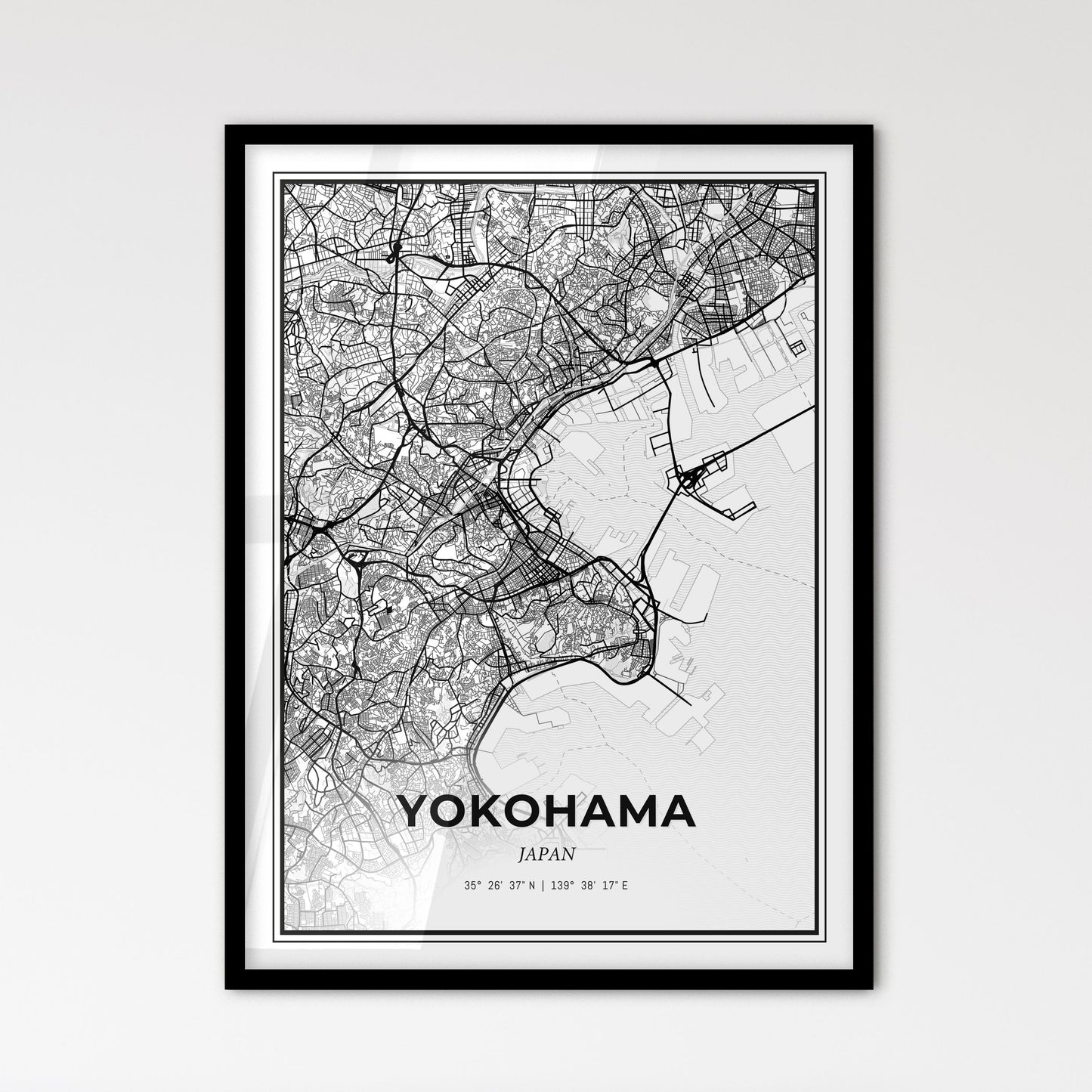 Yokohama Japan - Scandinavian Style City Map for Modern Home Decor