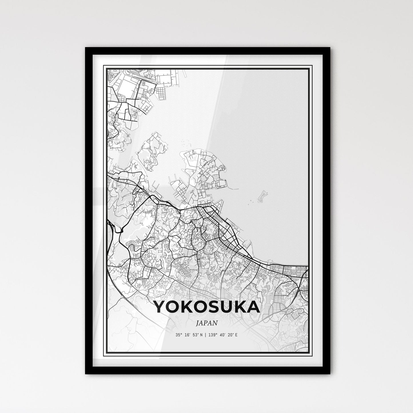 Yokosuka Japan - Scandinavian Style City Map for Modern Home Decor