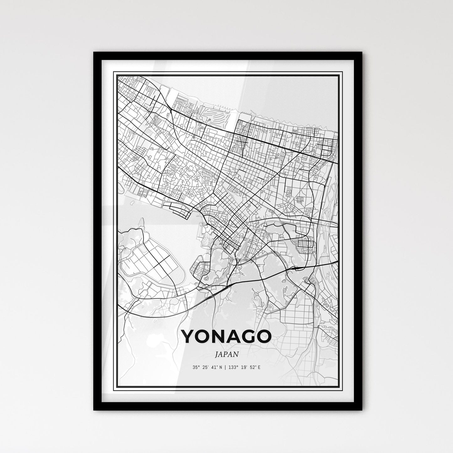 Yonago Japan - Scandinavian Style City Map for Modern Home Decor