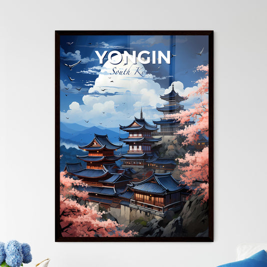Yongin South Korea Skyline Painting Mountain Temple Vibrant Art Default Title