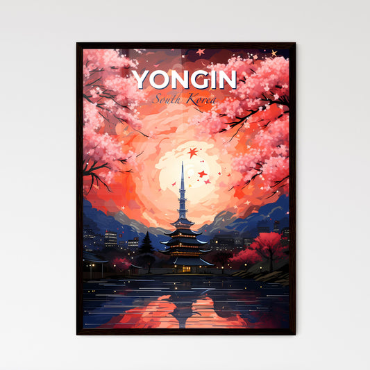 Japanese Temple Sunset Painting - Vibrant Modern Art Cityscape Skyline Yongin South Korea Default Title