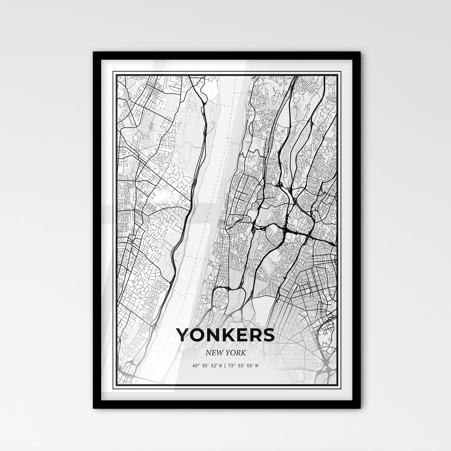 Yonkers New York - Scandinavian Style City Map for Modern Home Decor