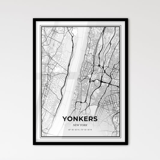 Yonkers New York - Scandinavian Style City Map for Modern Home Decor