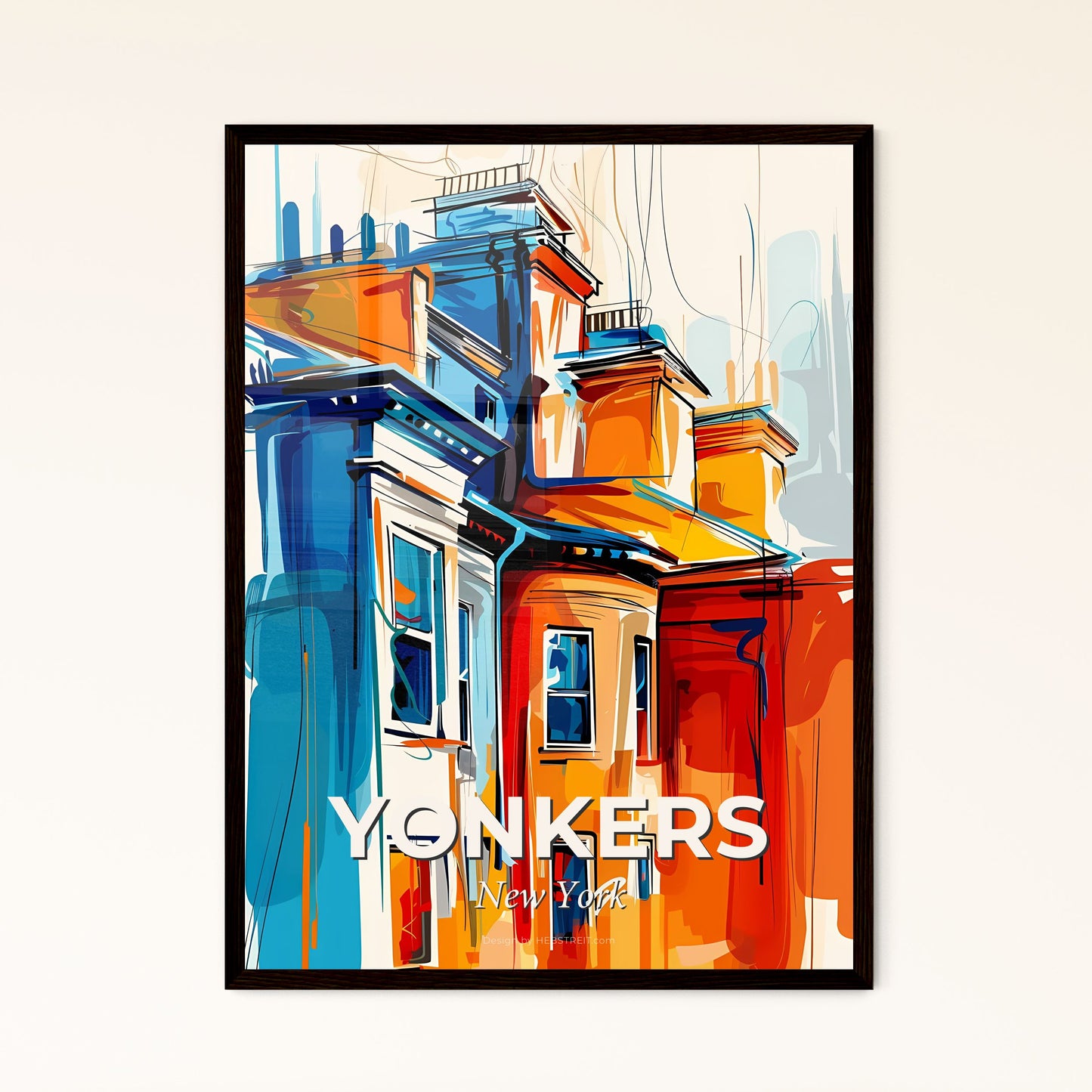 Vibrant Yonkers, New York - A Painting Of A Row Of Buildings