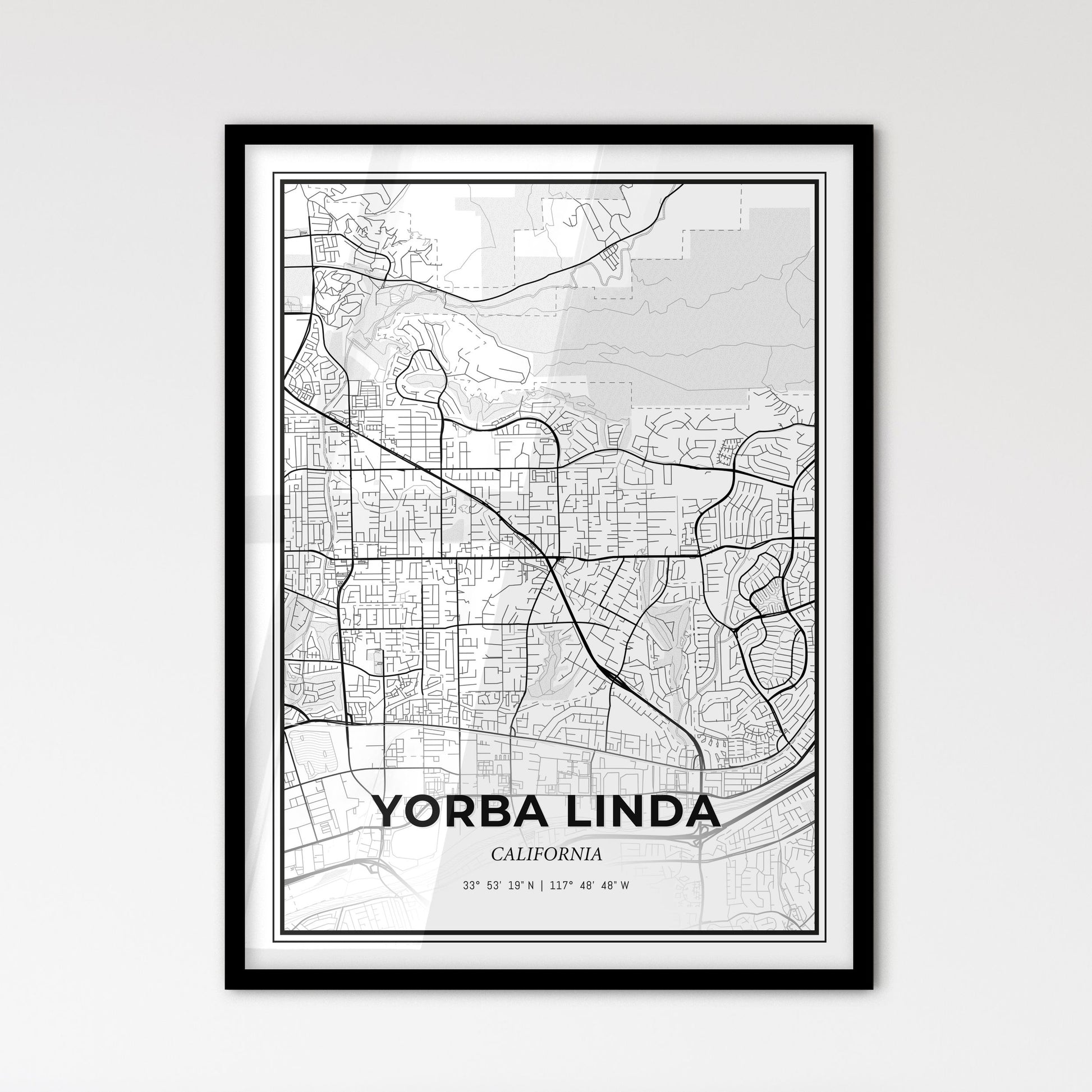 Yorba Linda California - Scandinavian Style City Map for Modern Home Decor