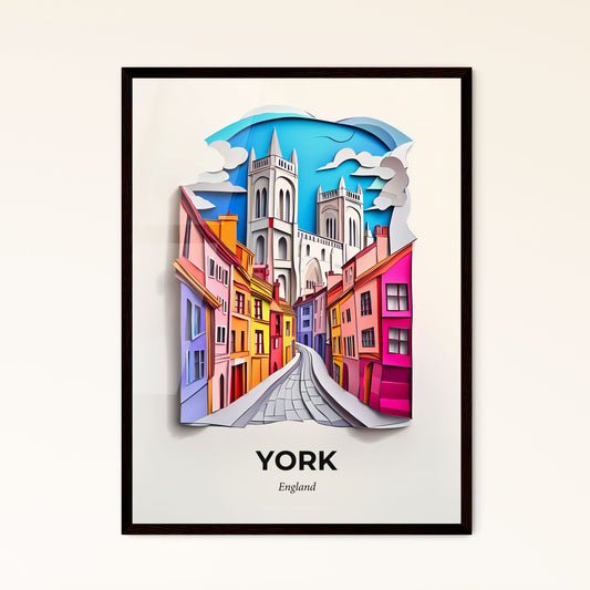 Vivid York, England - a paper cut of a city street with a church