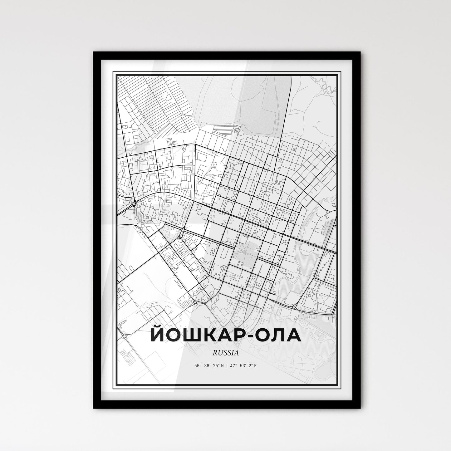 Yoshkar-Ola Russia - Scandinavian Style City Map for Modern Home Decor