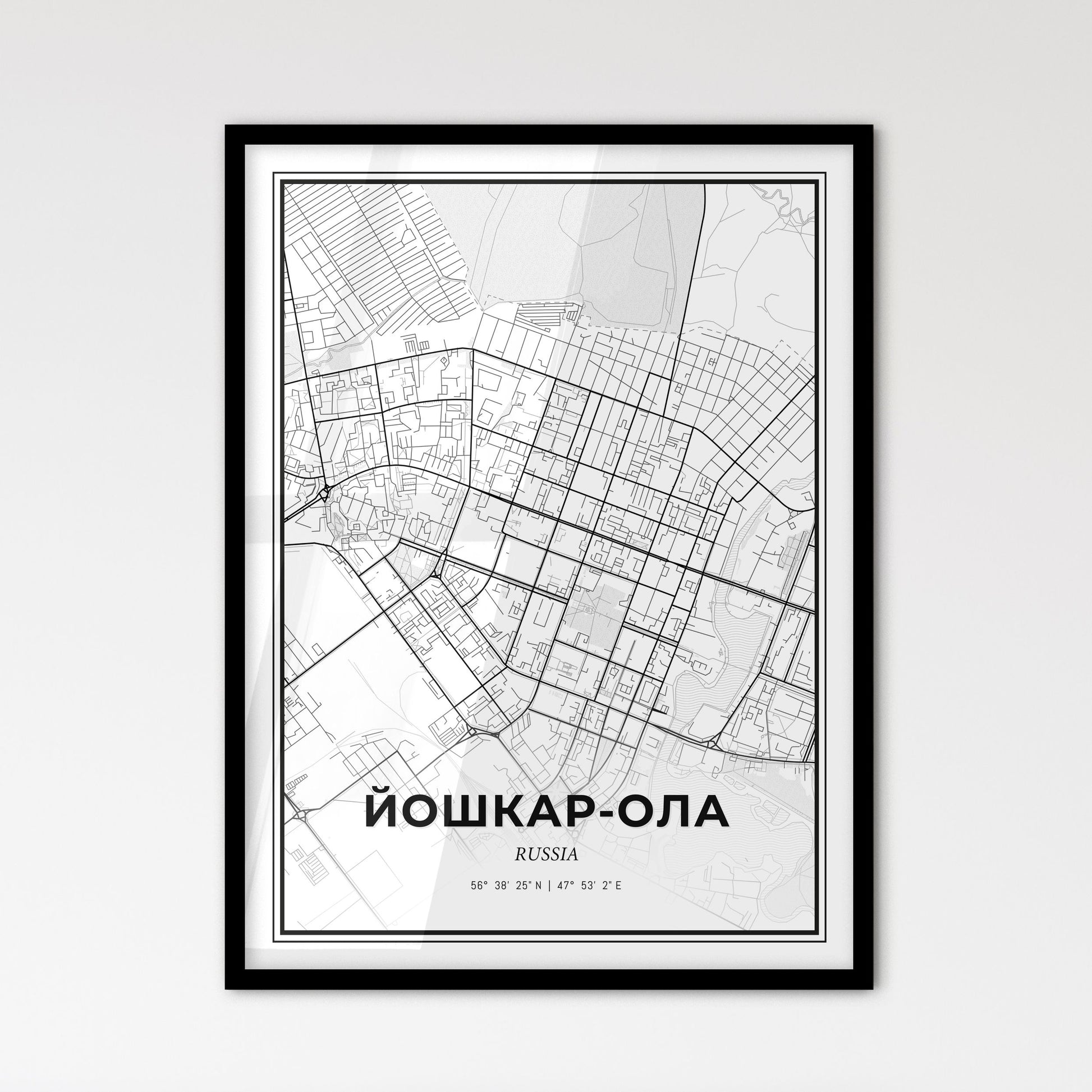 Yoshkar-Ola Russia - Scandinavian Style City Map for Modern Home Decor