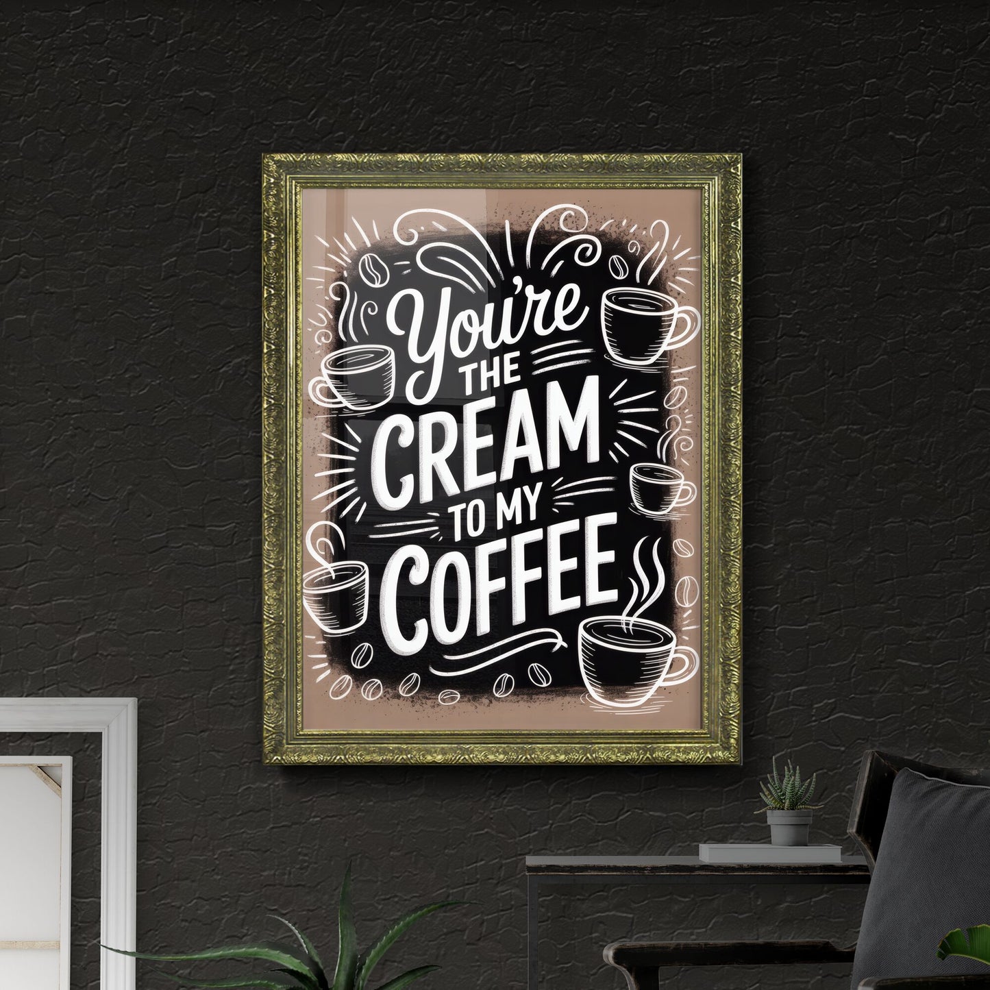 You're the Cream to My Coffee - A Whimsical Playful Coffee Quote Design