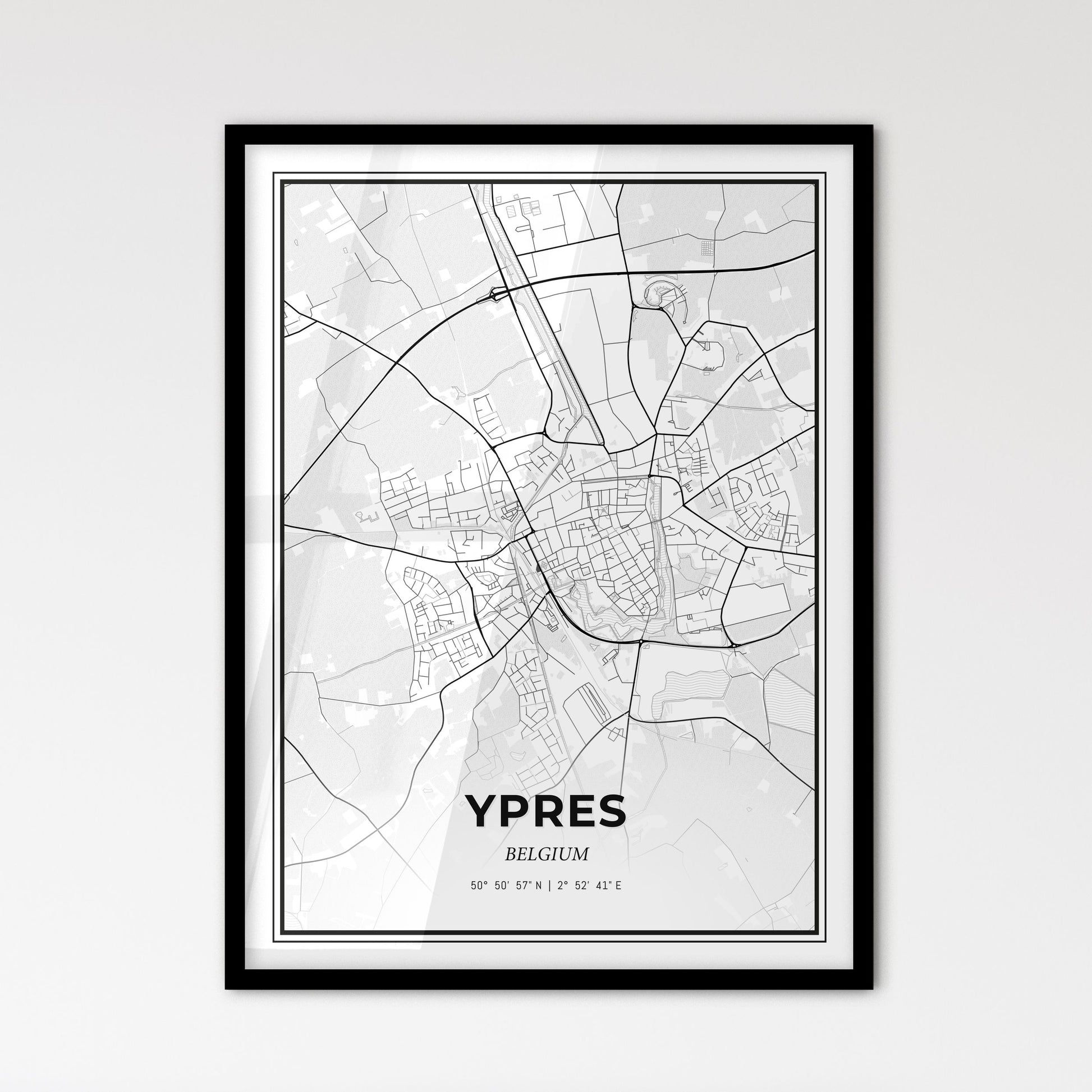 Ypres  Belgium - Scandinavian Style City Map for Modern Home Decor