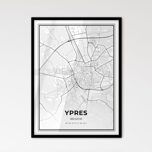 Ypres  Belgium - Scandinavian Style City Map for Modern Home Decor