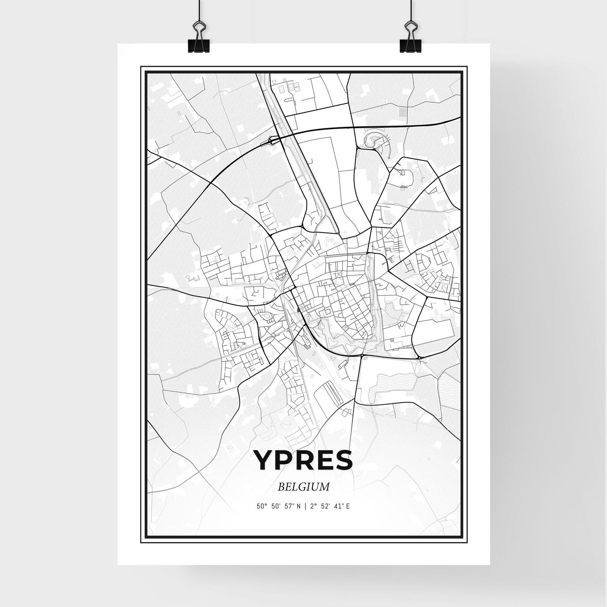 Ypres  Belgium - Premium City Map Poster