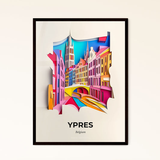 Vivid Ypres , Belgium - a paper cut of a city with a bridge